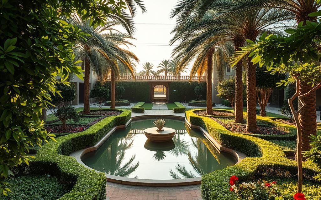 فريق تنسيق حدائق يعمل على ترتيب وزراعة حديقة منزلية في جدة